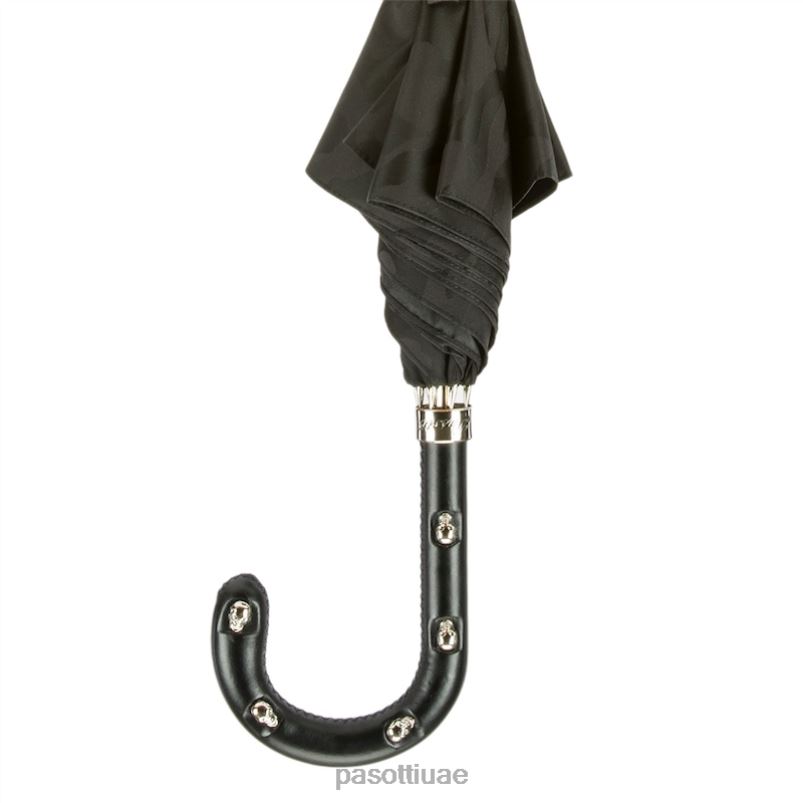 مظلة | 478 11780-142 h39t - مظلة سوداء مموهة، مقبض جلدي مع جماجم PASOTTI Z446V63